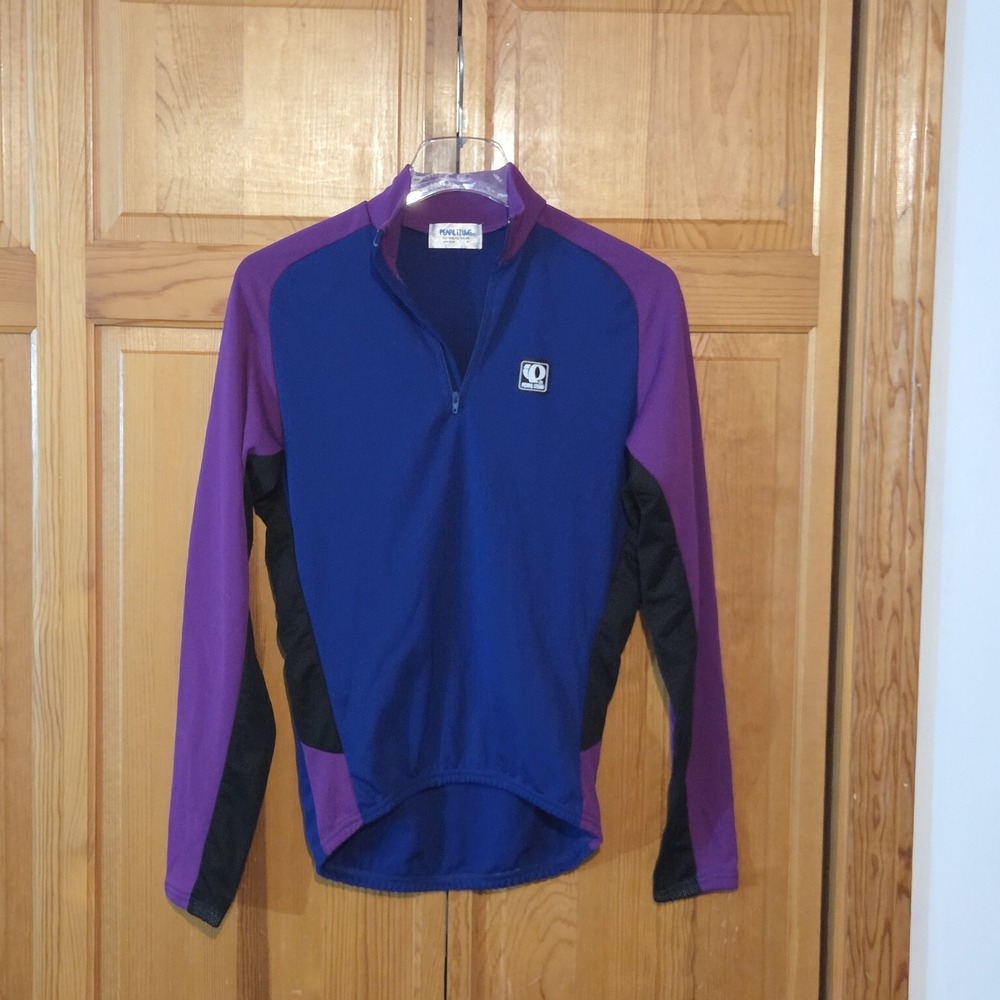 Pearl Izumi Cycling Jersey Adult Small Blue Black Long‎ Sleeve 1/2 Zip Polyester